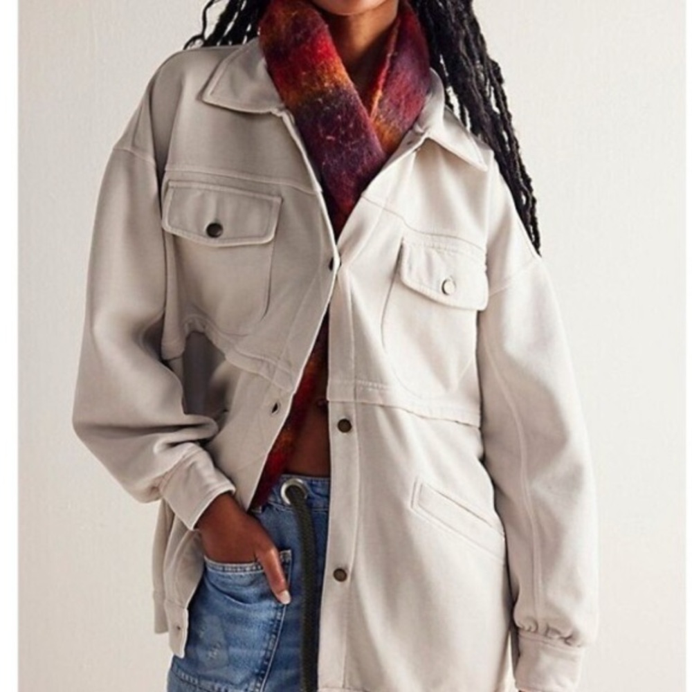 Free People We The Free Dawson Chore Jacket Nimbus Cloud Size Medium - Picture 4 of 10